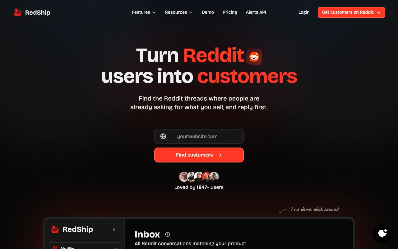 RedShip's homepage, captured 30 August 2026, showing how it describes and prices itself